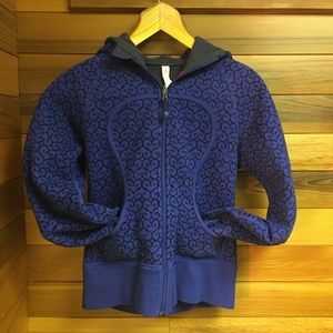 Lululemon Blue Black Heart Reversible Scuba Hoodie